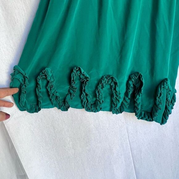 Charlie Jade Women's Green V-Neck Ruffled Hem Mini Dress Size Large - Picture 4 of 7
